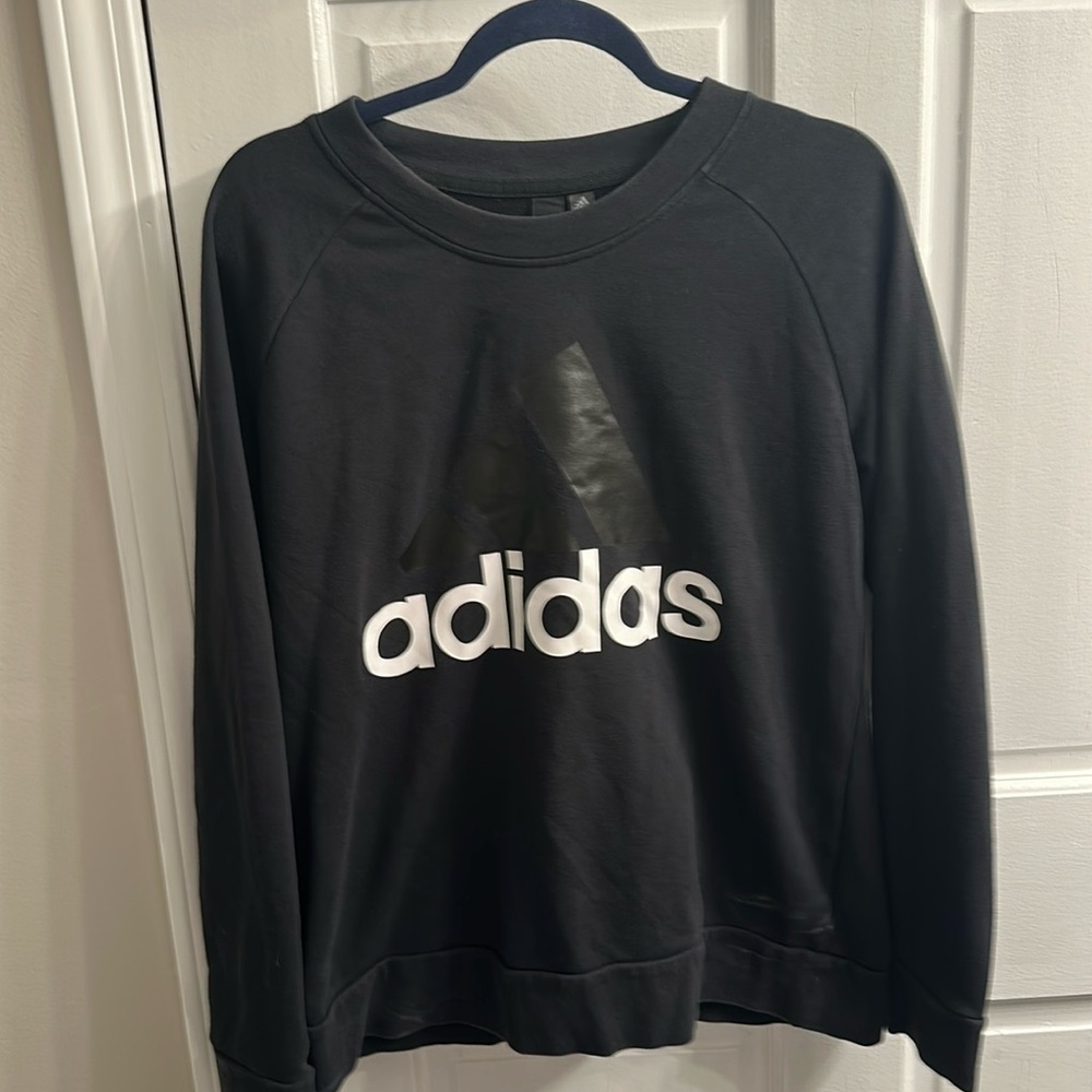 adidas Women Sweatshirt Running Essentials Black Training Gym S97079 Sz XL - Picture 1 of 4